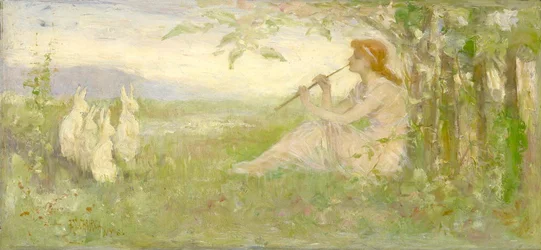 Fille avec des lapins